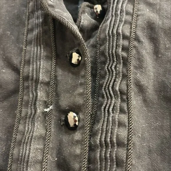 Ralph Lauren black denim woman's jacket w velvet at the collar/sparkly buttons - Picture 7 of 16